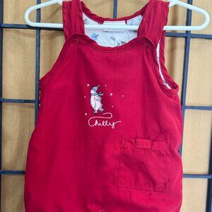 Chilly Penguin Red Baby Overalls Winter Romper NB